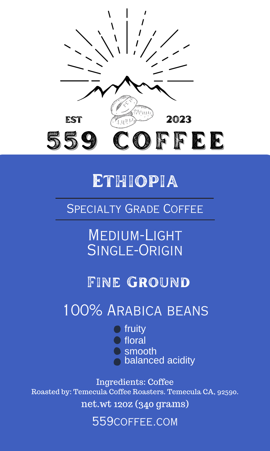 Ethiopia- Medium/Light Roast Coffee