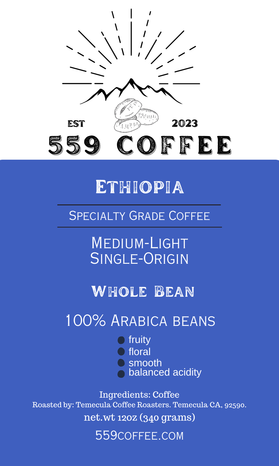 Ethiopia- Medium/Light Roast Coffee
