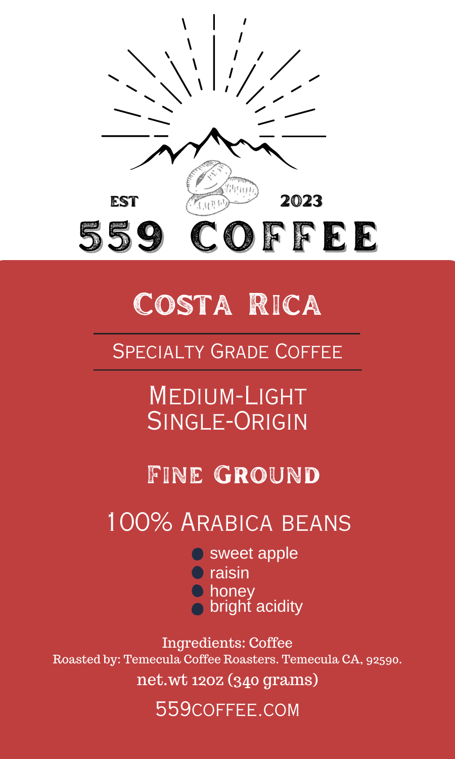 Costa Rica Medium Light Roast Coffee