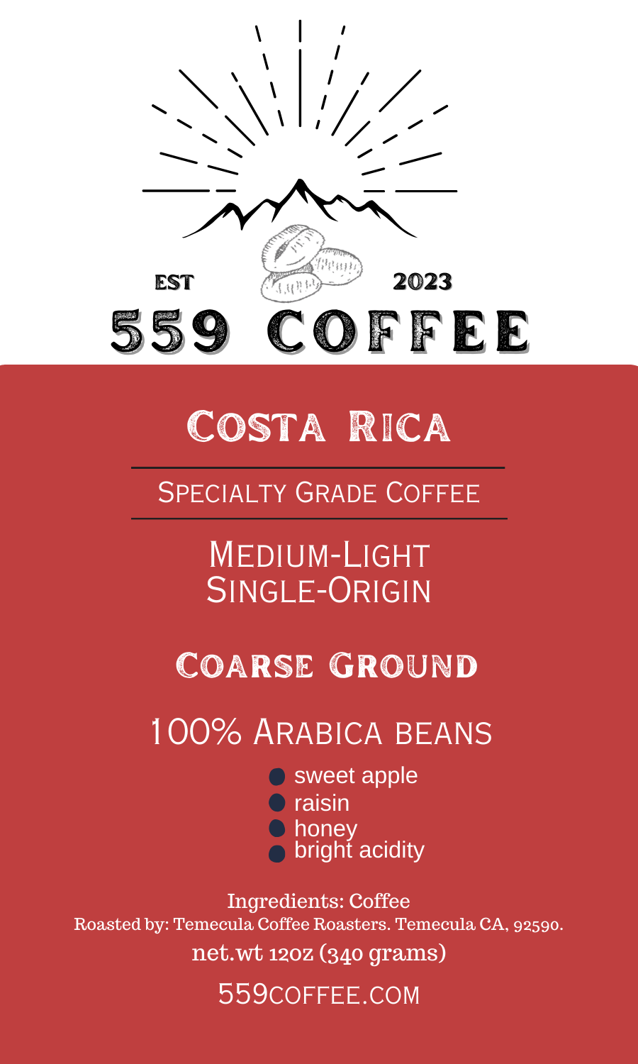 Costa Rica Medium Light Roast Coffee